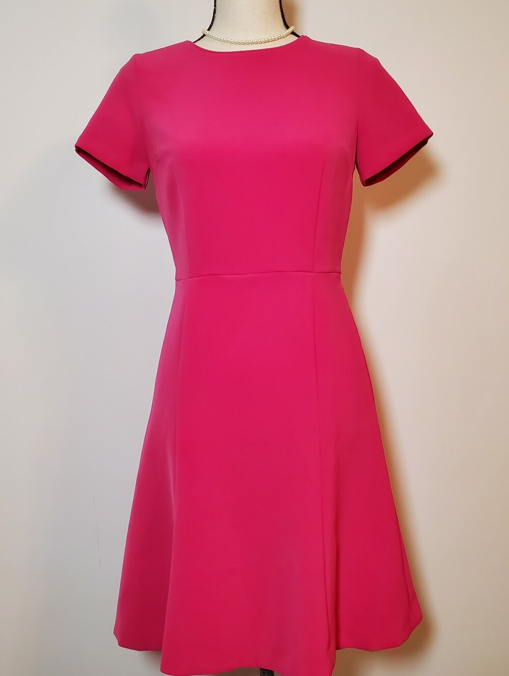Ann Taylor Hot Pink A-Line Sheath Fit and Flare Cap Sleeve Midi Dress 00P